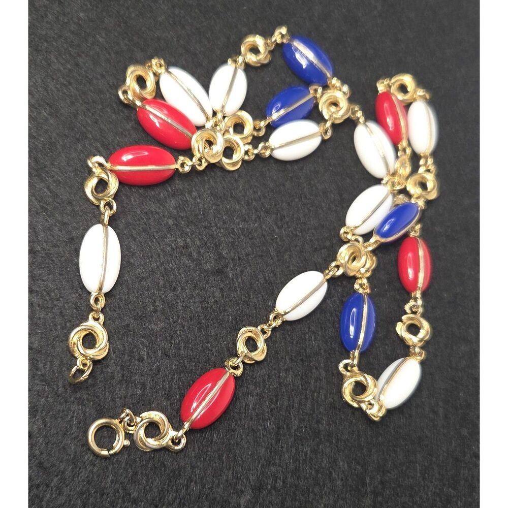 Vintage Patriotic Red White Blue Beads - Picture 4 of 12